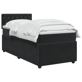 Boxspringbett mit Matratze Schwarz 90 x 200 cm Samt