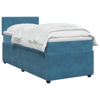 Boxspringbett mit Matratze mit Kopfteil Blau 90 x 200 cm Samt