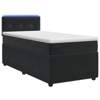 Boxspringbett mit Matratze Schwarz 90 x 200 cm Samt