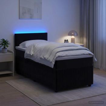 Boxspringbett mit Matratze Schwarz 90 x 200 cm Samt