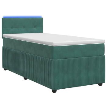 Boxspringbett mit Matratze Dunkelgrün 90 x 200 cm Samt
