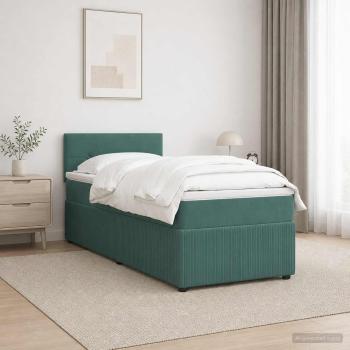 Boxspringbett mit Matratze Dunkelgrün 90 x 200 cm Samt