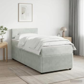 ARDEBO.de - Boxspringbett mit Matratze Hellgrau 100 x 200 cm Samt