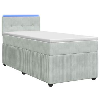 Boxspringbett mit Matratze Hellgrau 100 x 200 cm Samt