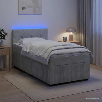 Boxspringbett mit Matratze Hellgrau 100 x 200 cm Samt
