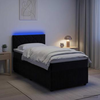 Boxspringbett mit Matratze Schwarz 100 x 200 cm Samt