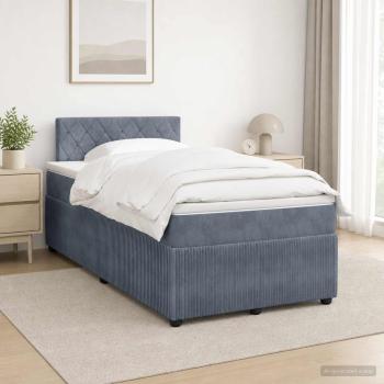 ARDEBO.de - Boxspringbett mit Matratze Dunkelgrau 120 x 200 cm Samt