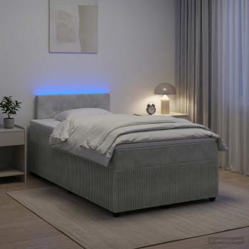 ARDEBO.de - Boxspringbett mit Matratze Hellgrau 120 x 200 cm Samt