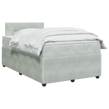 Boxspringbett mit Matratze Hellgrau 120 x 200 cm Samt