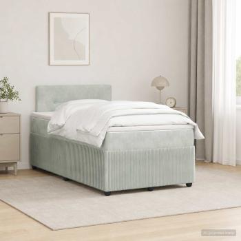 Boxspringbett mit Matratze Hellgrau 120 x 200 cm Samt