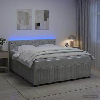 ARDEBO.de - Boxspringbett mit Matratze Hellgrau 140 x 190 cm Samt