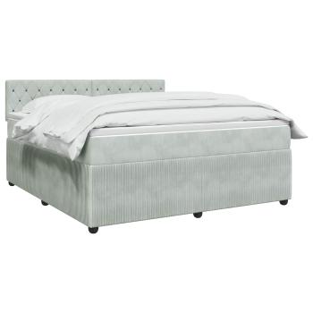Boxspringbett mit Matratze Hellgrau 140 x 190 cm Samt