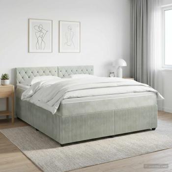 Boxspringbett mit Matratze Hellgrau 140 x 190 cm Samt