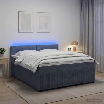 ARDEBO.de - Boxspringbett mit Matratze Dunkelgrau 140 x 190 cm Samt