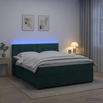 ARDEBO.de - Boxspringbett mit Matratze Dunkelgrün 140 x 190 cm Samt