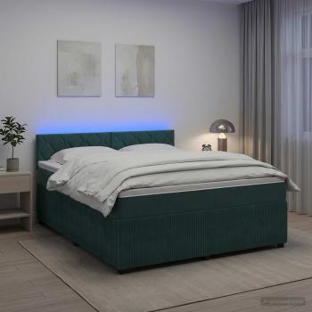 ARDEBO.de - Boxspringbett mit Matratze Dunkelgrün 140 x 190 cm Samt