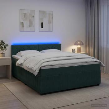 Boxspringbett mit Matratze Dunkelgrün 140 x 190 cm Samt