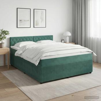 Boxspringbett mit Matratze Dunkelgrün 140 x 200 cm Samt