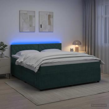 Boxspringbett mit Matratze Dunkelgrün 140 x 200 cm Samt