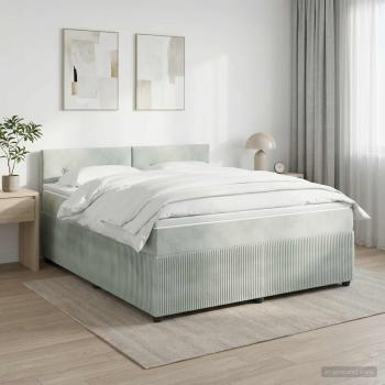 ARDEBO.de - Boxspringbett mit Matratze Hellgrau 140 x 200 cm Samt