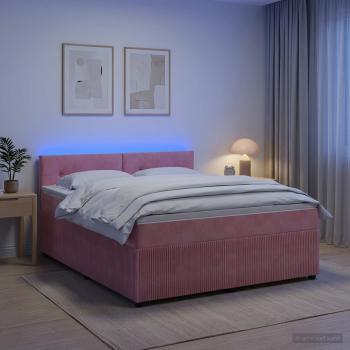 ARDEBO.de - Boxspringbett mit Matratze mit Kopfteil Rosa 140 x 200 cm Samt
