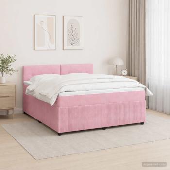 Boxspringbett mit Matratze mit Kopfteil Rosa 140 x 200 cm Samt