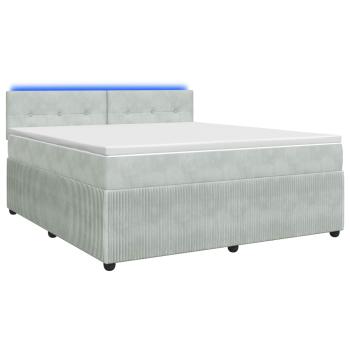 Boxspringbett mit Matratze Hellgrau 180 x 200 cm Samt
