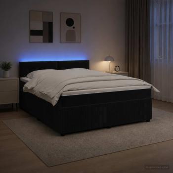 Boxspringbett mit Matratze Schwarz 180 x 200 cm Samt
