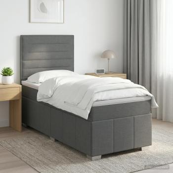 LED Boxspringbett mit Matratze Dunkelgrau 100 x 200 cm Stoff