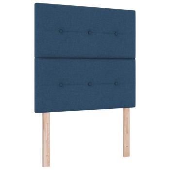 LED Boxspringbett mit Matratze Blau 100 x 200 cm Stoff