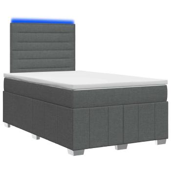 LED Boxspringbett mit Matratze Dunkelgrau 120 x 200 cm Stoff
