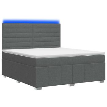 LED Boxspringbett mit Matratze Dunkelgrau 140 x 190 cm Stoff