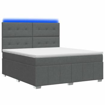 LED Boxspringbett mit Matratze Dunkelgrau 140 x 190 cm Stoff