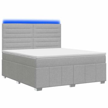 LED Boxspringbett mit Matratze Hellgrau 140 x 200 cm Stoff