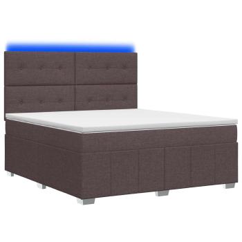 LED Boxspringbett mit Matratze Dunkelbraun 140 x 200 cm Stoff