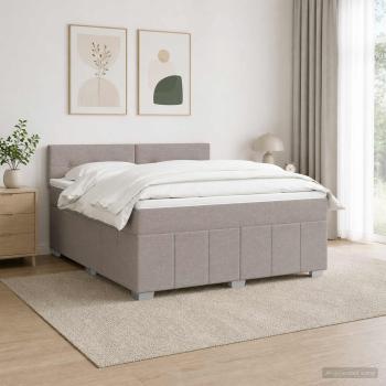 ARDEBO.de - LED Boxspringbett mit Matratze Taupe 140 x 200 cm Stoff