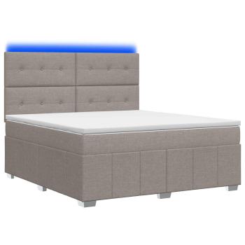 LED Boxspringbett mit Matratze Taupe 140 x 200 cm Stoff