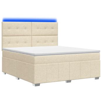 LED Boxspringbett mit Matratze Creme 140 x 200 cm Stoff