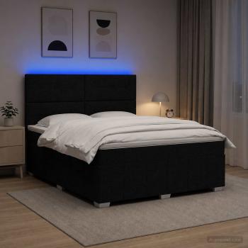 ARDEBO.de - LED Boxspringbett mit Matratze Schwarz 160 x 200 cm Stoff