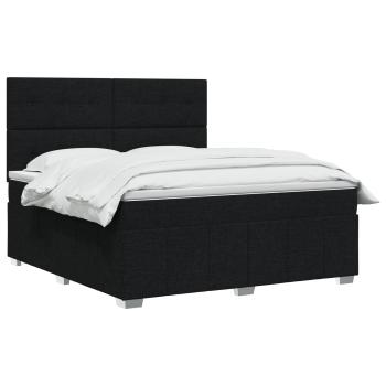 LED Boxspringbett mit Matratze Schwarz 160 x 200 cm Stoff