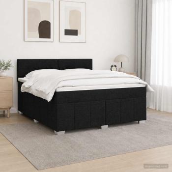 LED Boxspringbett mit Matratze Schwarz 160 x 200 cm Stoff