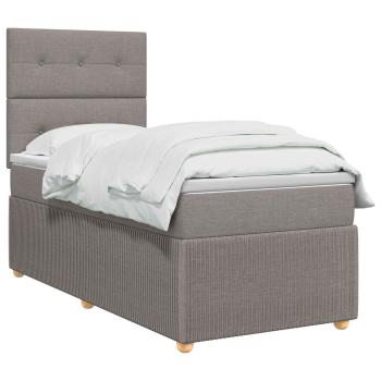 LED Boxspringbett mit Matratze Taupe 90 x 200 cm Stoff