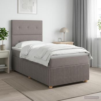 LED Boxspringbett mit Matratze Taupe 90 x 200 cm Stoff