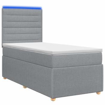 LED Boxspringbett mit Matratze Hellgrau 100 x 200 cm Stoff