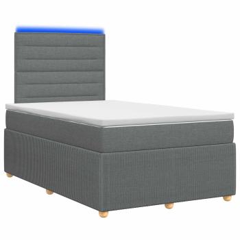 LED Boxspringbett mit Matratze Dunkelgrau 120 x 200 cm Stoff