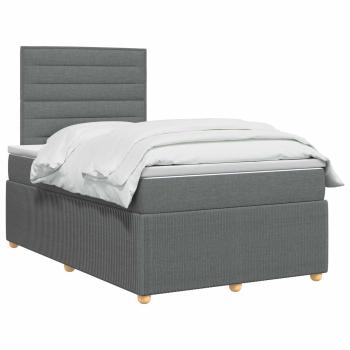 LED Boxspringbett mit Matratze Dunkelgrau 120 x 200 cm Stoff