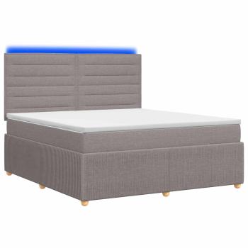 LED Boxspringbett mit Matratze Taupe 140 x 190 cm Stoff