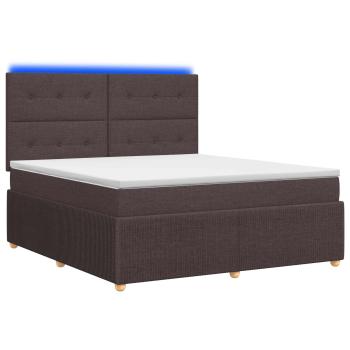 LED Boxspringbett mit Matratze Dunkelbraun 140 x 190 cm Stoff