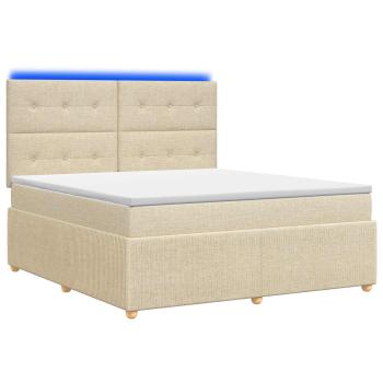 LED Boxspringbett mit Matratze Creme 140 x 190 cm Stoff