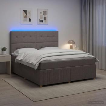 ARDEBO.de - LED Boxspringbett mit Matratze Taupe 140 x 200 cm Stoff